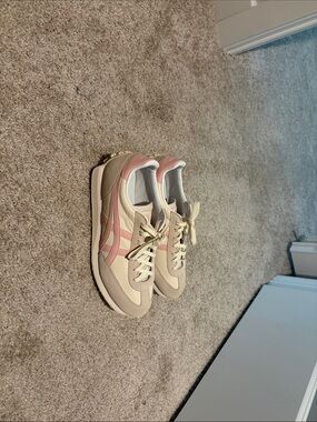 Onitsuka Tiger by Asics Beige and Pink Retro Sneakers